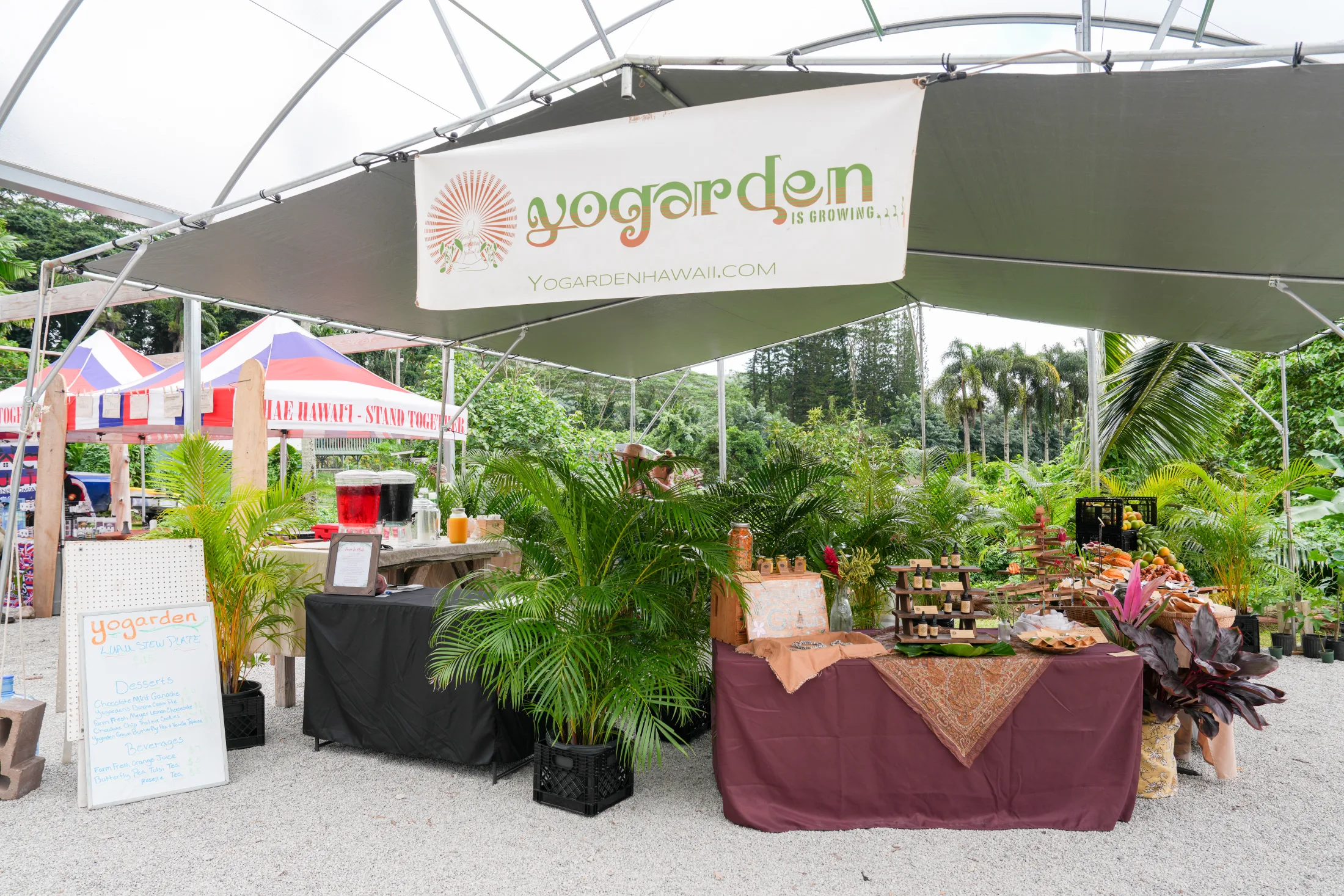 The Yogarden farm stand prepared with local produce and farm goods